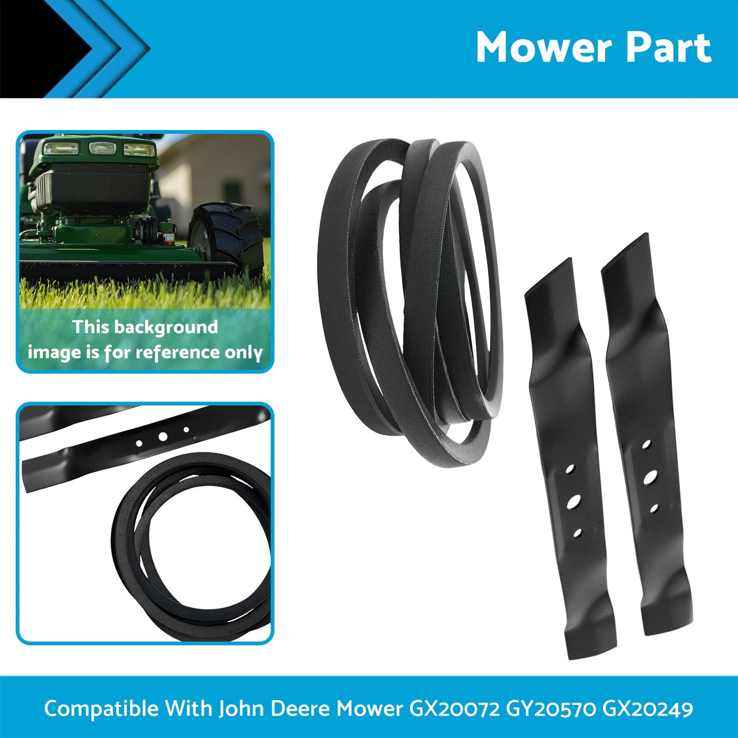 Blade & Belt Set Suitable for John Deere Mower GX20072 GY20570 GX20249 42in-1