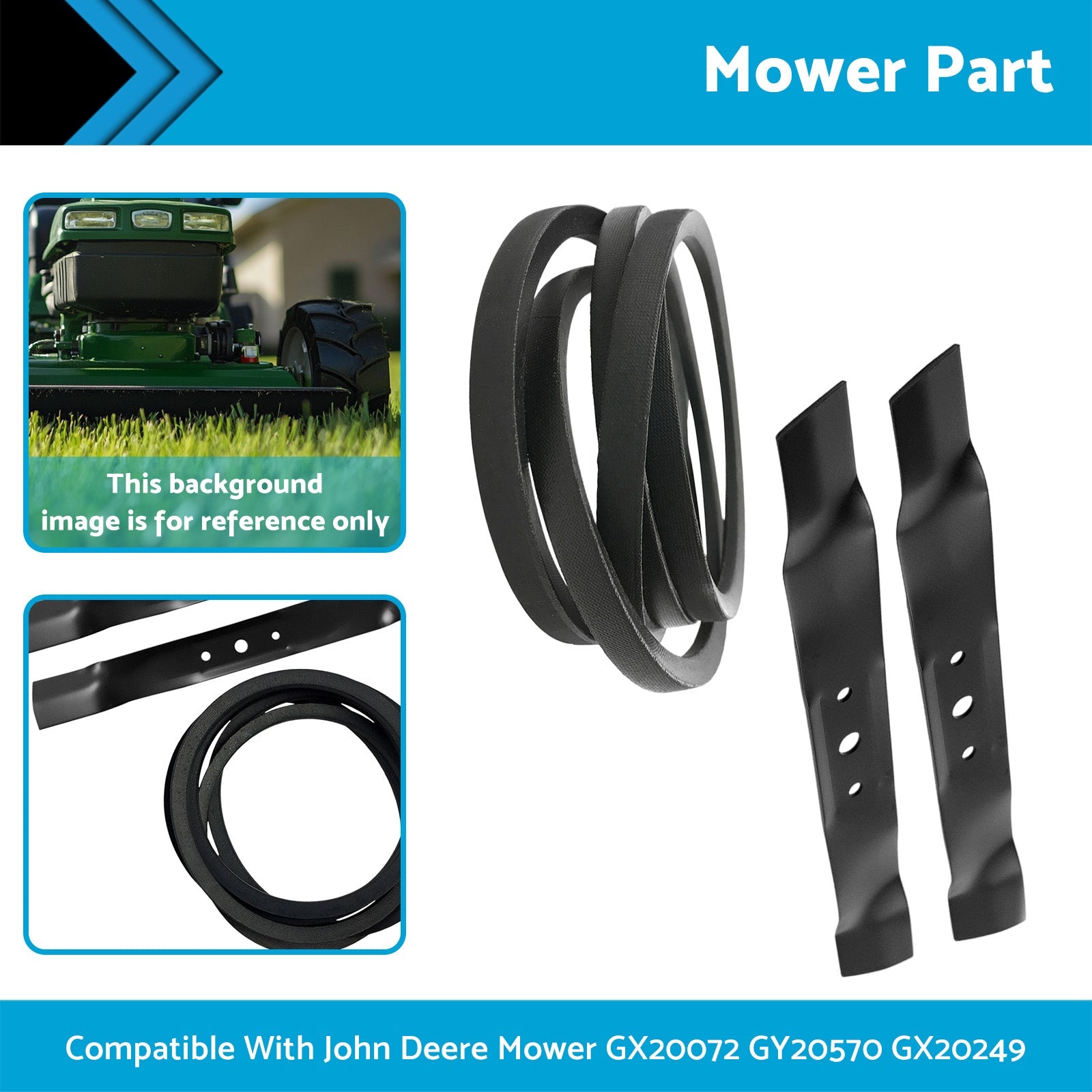 Blade & Belt Set Suitable for John Deere Mower GX20072 GY20570 GX20249 42in-1