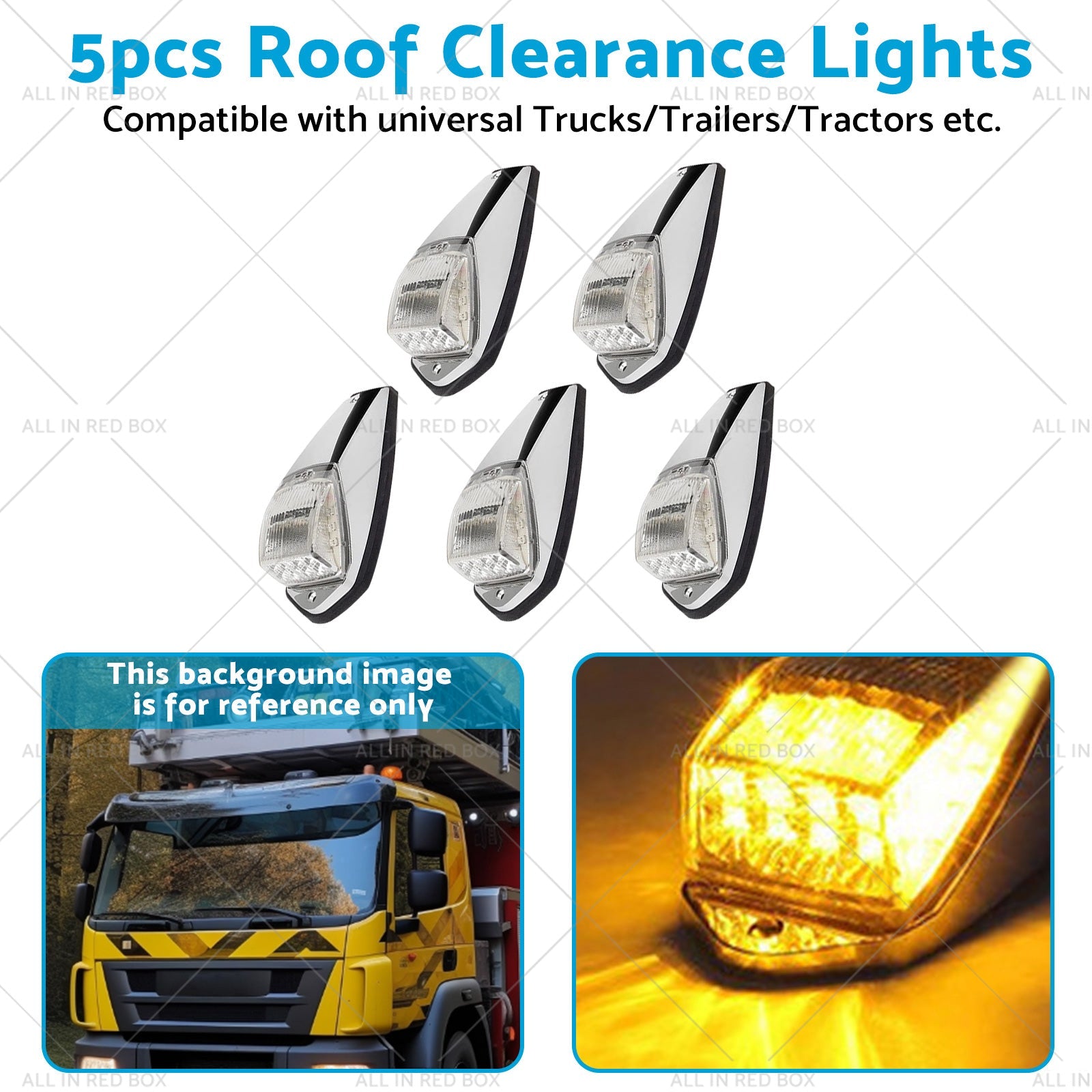 5pcs 12V LED Cab Marker Top Roof Light Suitable For Trucks Peterbilt Kenworth-3