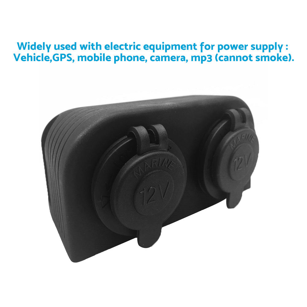 12V-24V Dual Port Surface Mount Cigarette Lighter Suitable for Car Boat Caravan RV-4