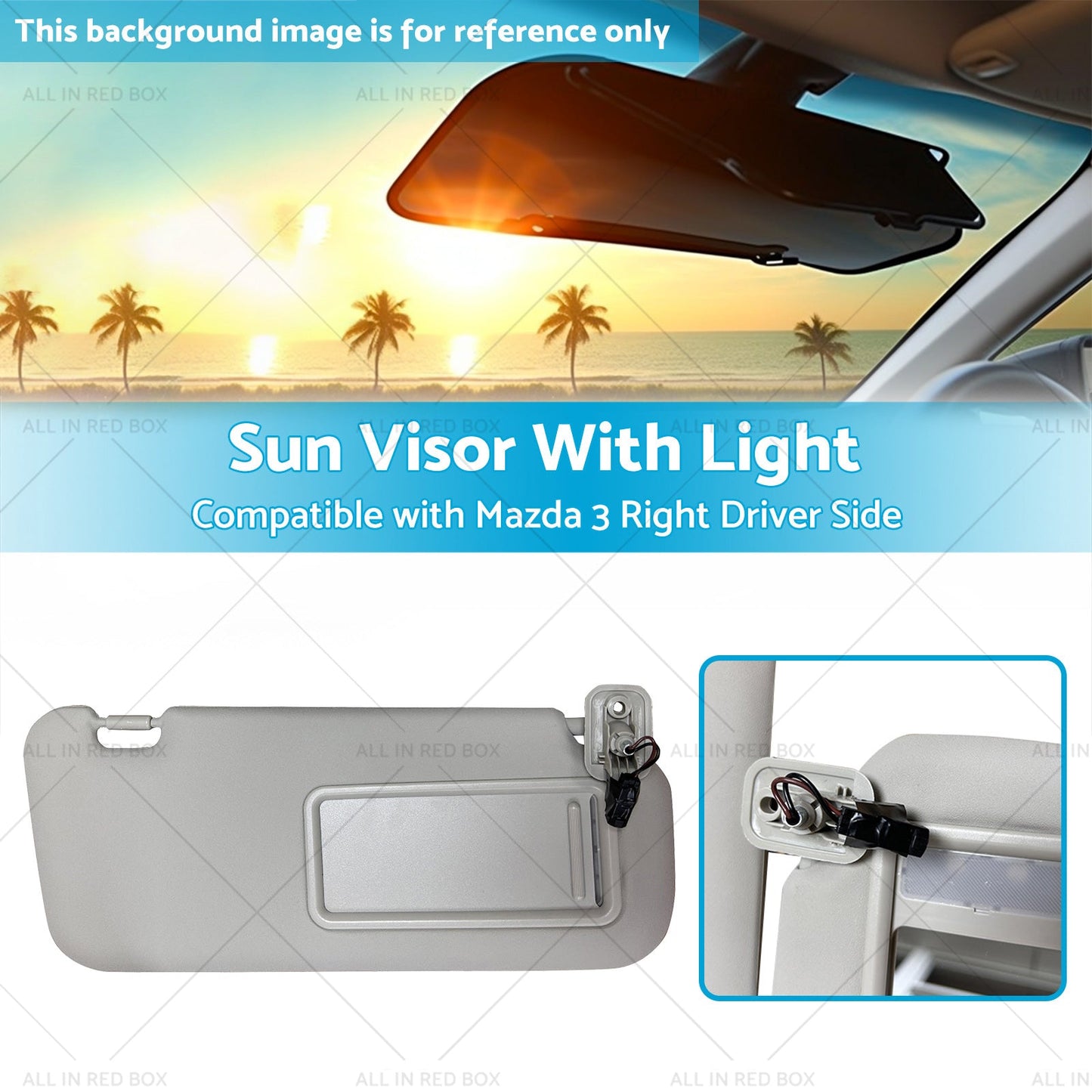 BBM369-270C-75 Right Driver Side Sun Visor With Light Suitable for Mazda 3 10-13-2