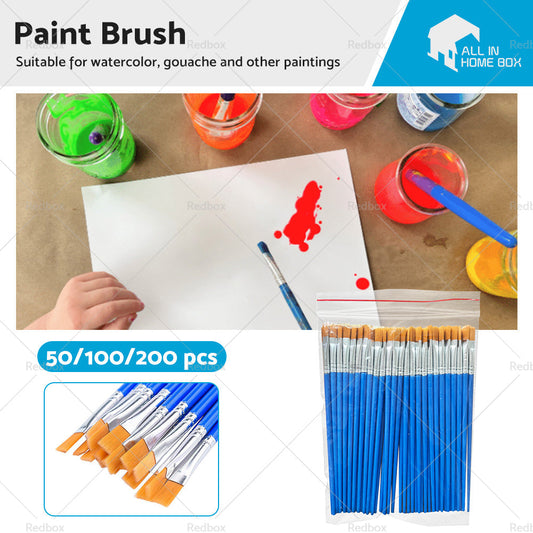 50-200pcs Flat Paint Brushes Small Brush Bulk for Detail Painting Craft Art Gift-0