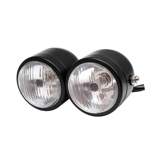Black Twin Universal Headlight Dual Lamp Suitable For Motorcycle Street Fighter-1