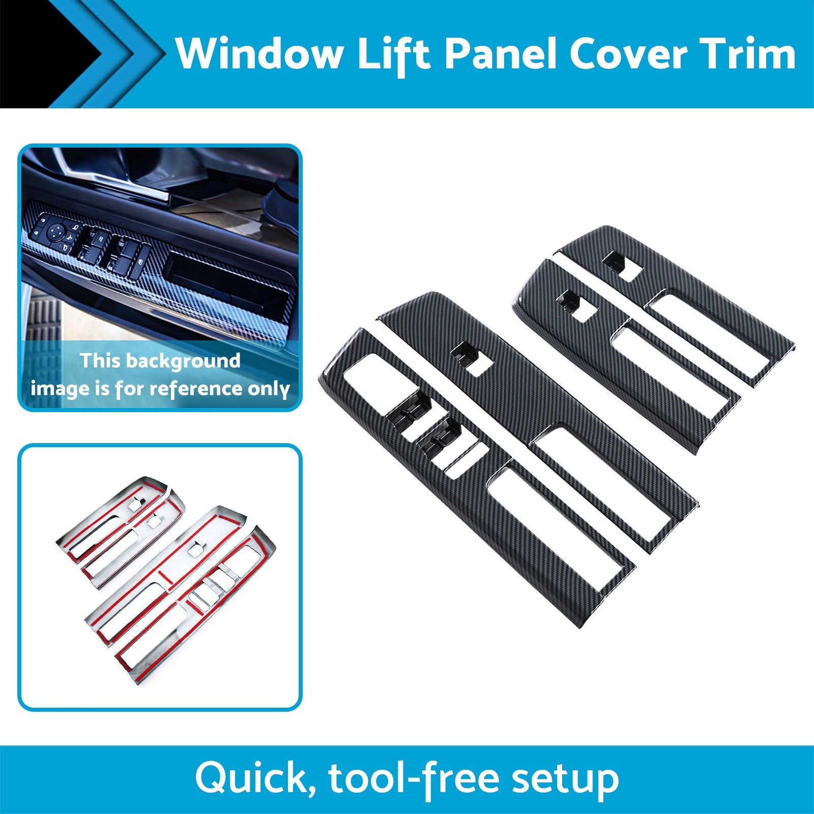 4x Window Lift Panel Cover Trim Suitable For Mitsubishi L200 Triton 23-25 Carbon-2