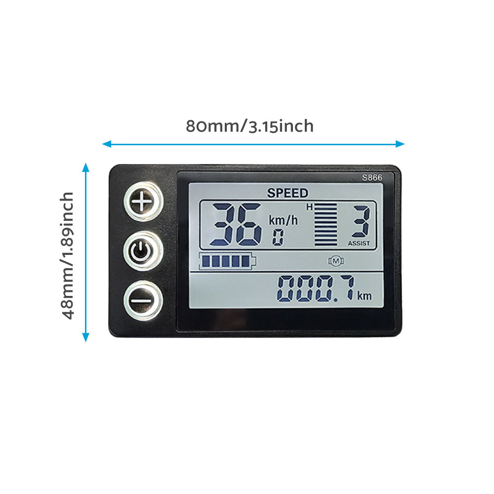 LCD Display Suitable For Electric Bike S866 24V/36V/48V – Waterproof Plug Fit For Ebike & Scooter-1