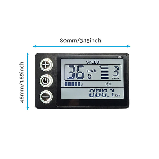 LCD Display Suitable For Electric Bike S866 24V/36V/48V – Waterproof Plug Fit For Ebike & Scooter-1