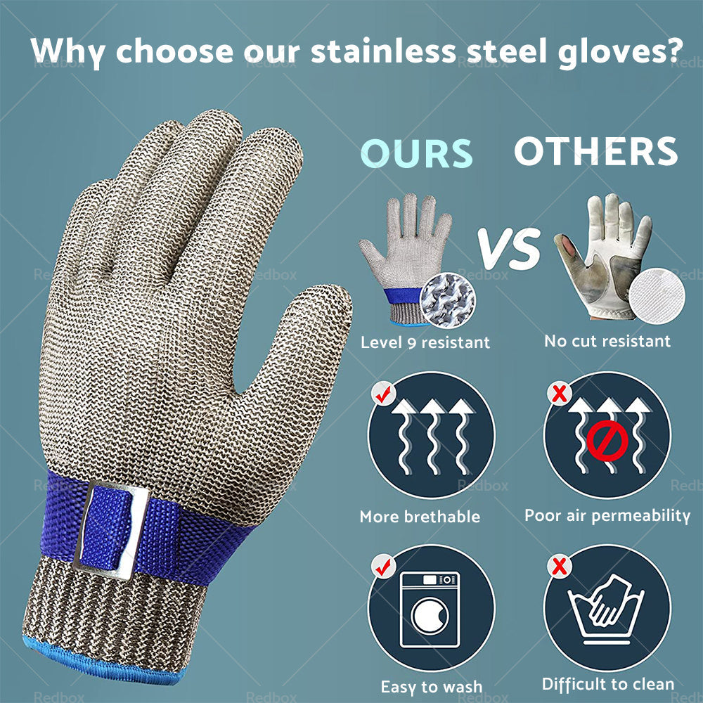 Safety Stainless Steel Cut Proof Stab Resistant Wire Metal Mesh Butcher Gloves-1