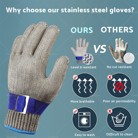 Safety Stainless Steel Cut Proof Stab Resistant Wire Metal Mesh Butcher Gloves-1