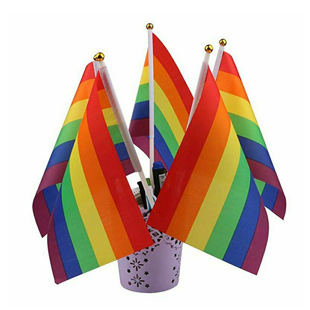 100x Small Rainbow Pride Flags Suitable For Gay, Lesbian & LGBT – 14x21cm Mini Hand Waving Flags-4