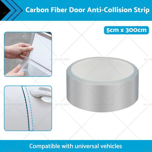 3m Car Door Sill Protector Carbon Fiber Edge Sticker Rubber Bumper Guard Strip-1