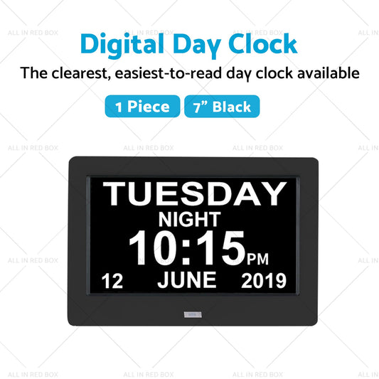 7 inch  LED Large Digital Day Clock Calendar Dementia Date Week Month Year Time Wall-1