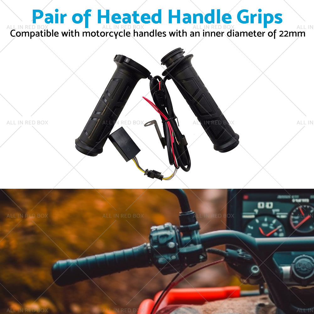 12v Motorcycle Heated Hand Rubber Grips 22mm 7 8'' Handlebar Grip Adjustable Hot-3
