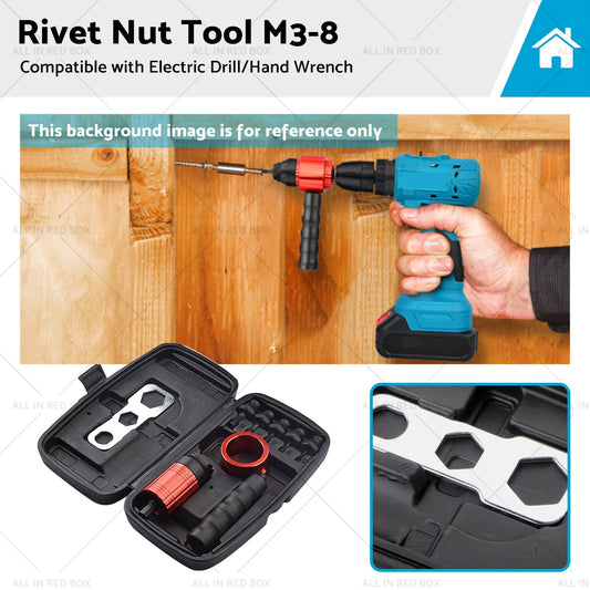 Rivet Nut Tool M3-8 Nutsert Adapter Suitable for Hand Wrench Electric Drill-0