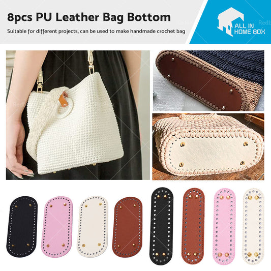 8PCS PU Leather Shaper Base Pad DIY Crochet Bag Bottom Oval Knitting Accessories-0