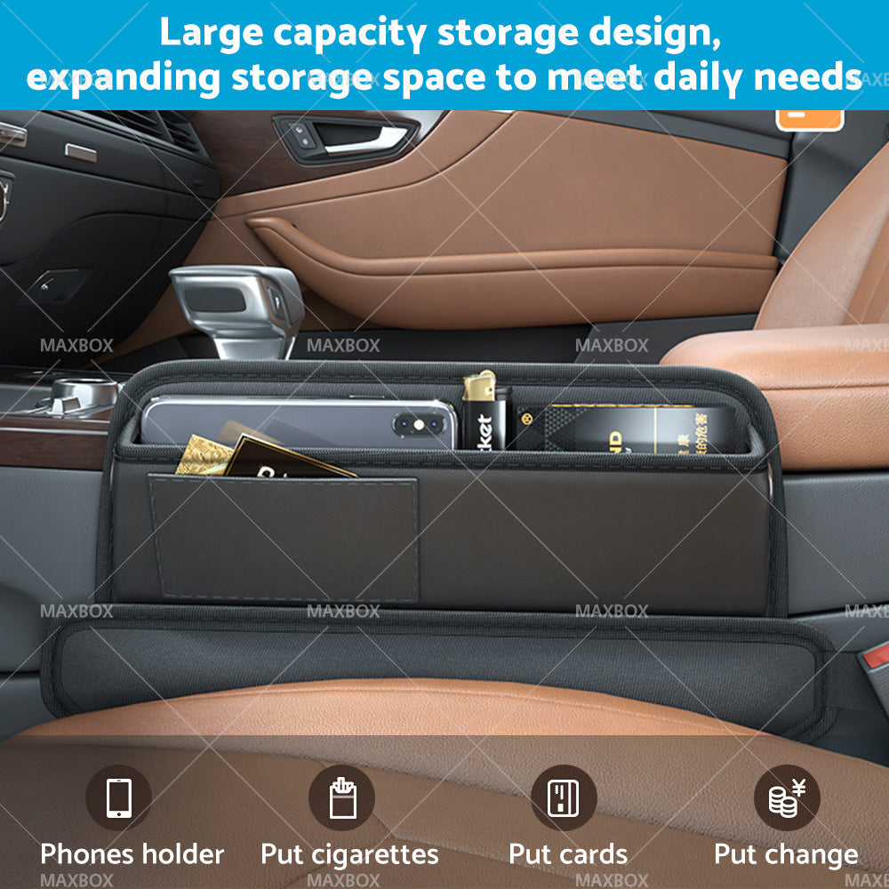 Car Seat Gap Storage Bag Organizer PU Leather With Exclusive Charging Cable Hole-4