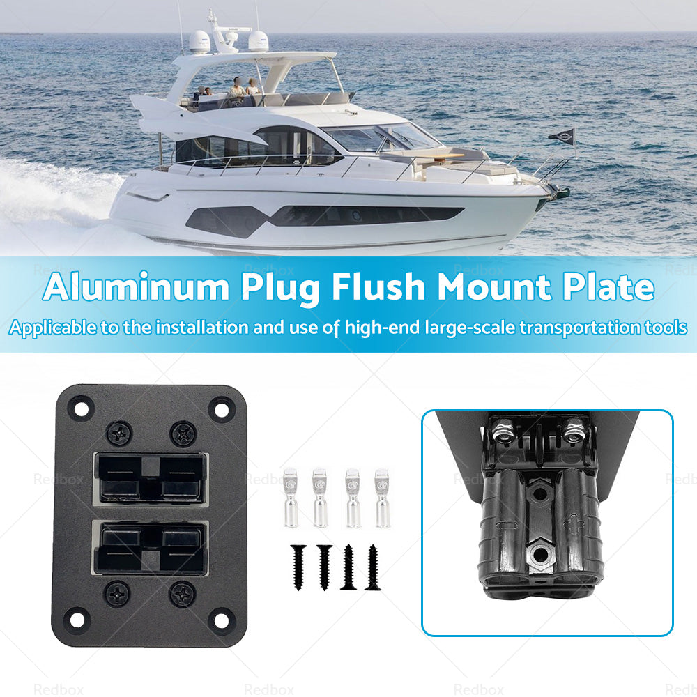 DUAL TWIN Aluminum For Anderson Style Plug Flush Mount Plate Panel 50 Amp-2