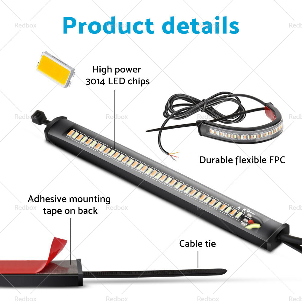 2X LED Universal Motorcycle Fork Turn Signal Indicator Blinker Amber Light Strip-4