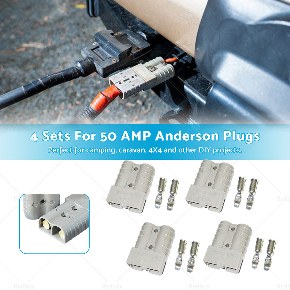4 Sets For 50 AMP Anderson Plugs Terminals 4WD Caravan Camping Solar Car-2