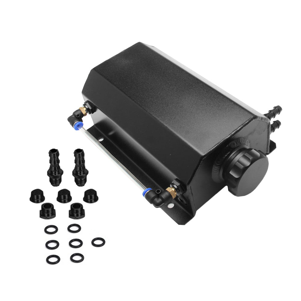Universal 2L Coolant Radiator Overflow Recovery Tank Bottle Aluminum Black-0