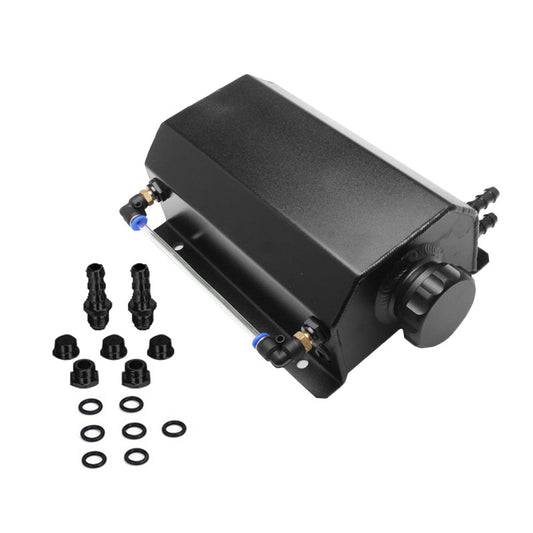 Universal 2L Coolant Radiator Overflow Recovery Tank Bottle Aluminum Black-0