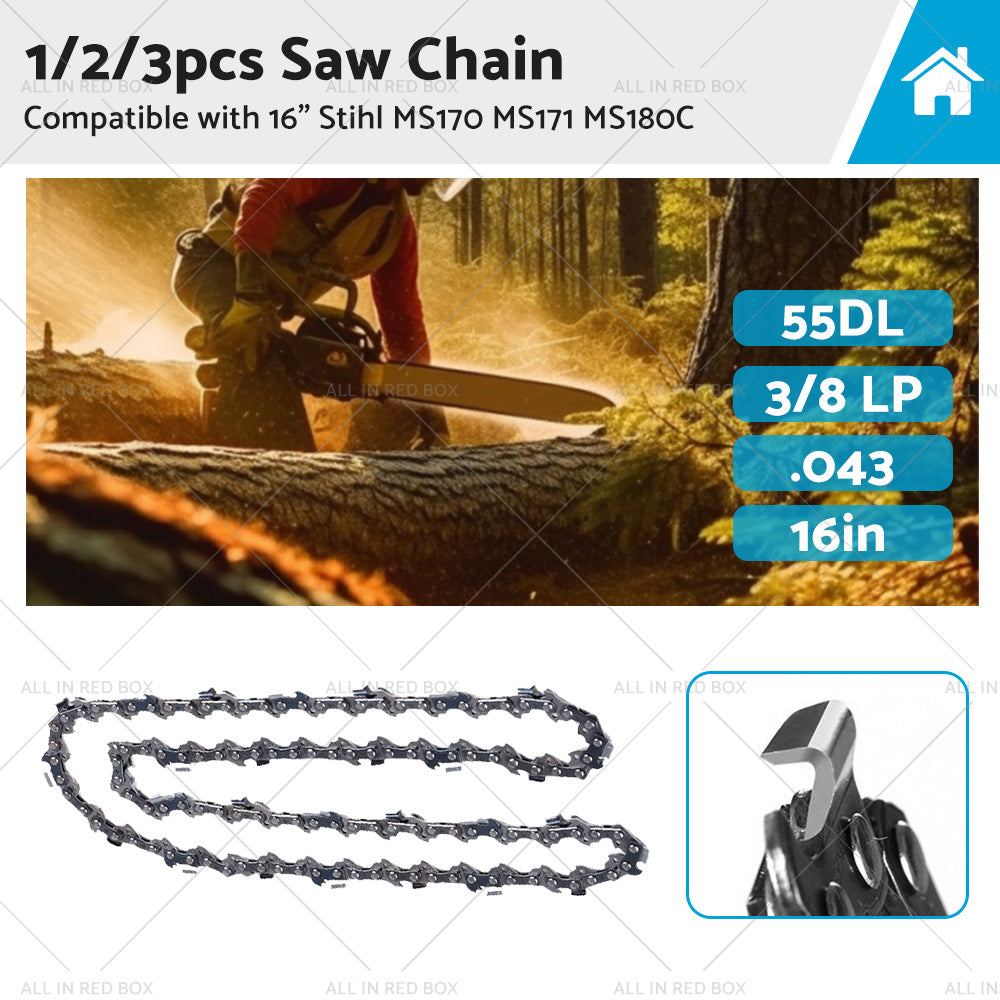 16 inch Chainsaw Saw Chain 55DL 3/8 LP 043 Suitable for Stihl MS170 MS171 MS180C-0