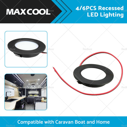 4/6PCS 12V Spot Lights Dimmable Caravan Boat Black Downlight Warm White AU-1