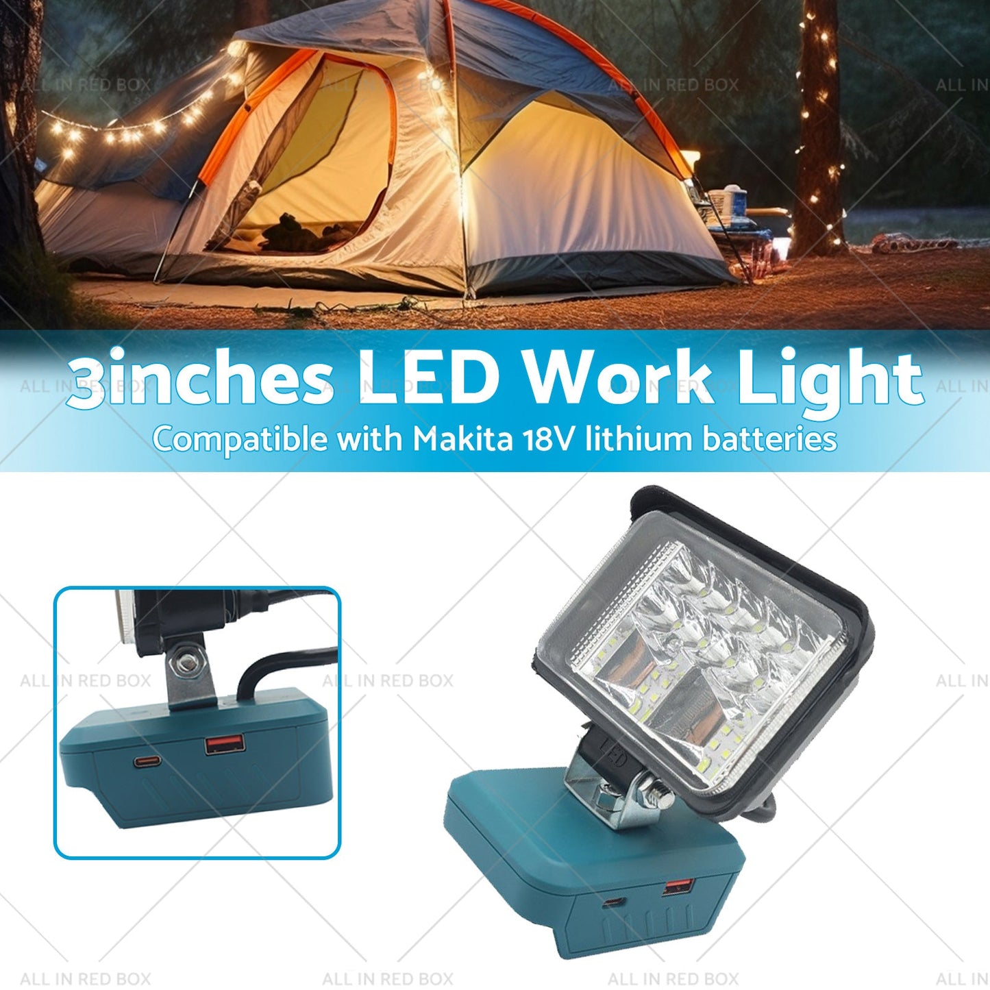 3in LED Work Light Suitable For Makita 18V Li-Ion Battery Workshop Flashlights-1