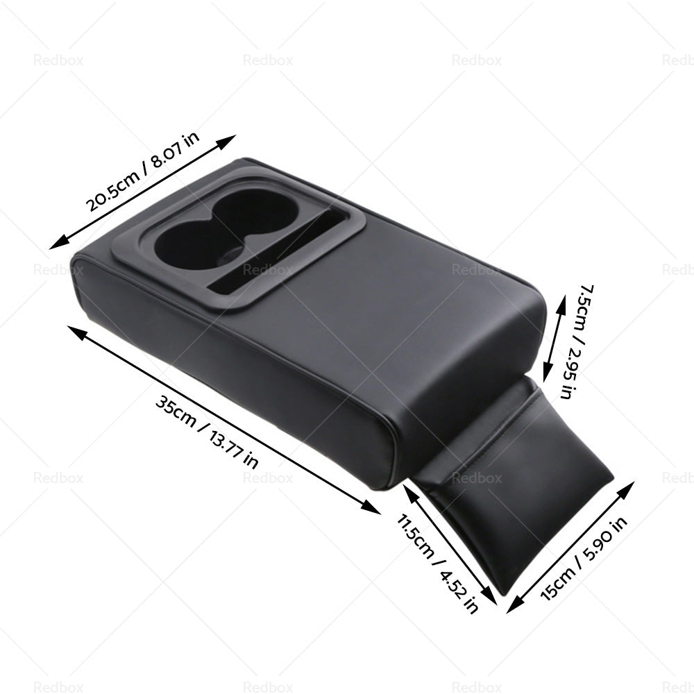 Center Console Leather Armrest Support Elbow Rest Extender Organizer Cup Holder-3