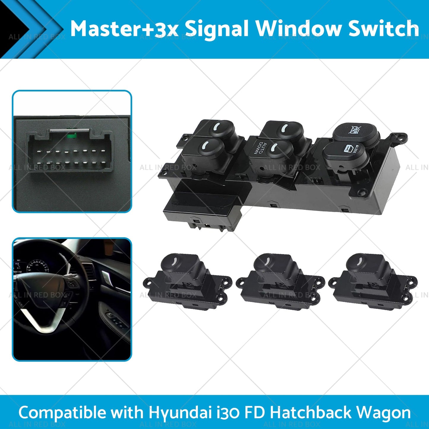 Master3x Signal Window Switch Suitable For Hyundai I30 FD Hatchback Wagon 07-12-1