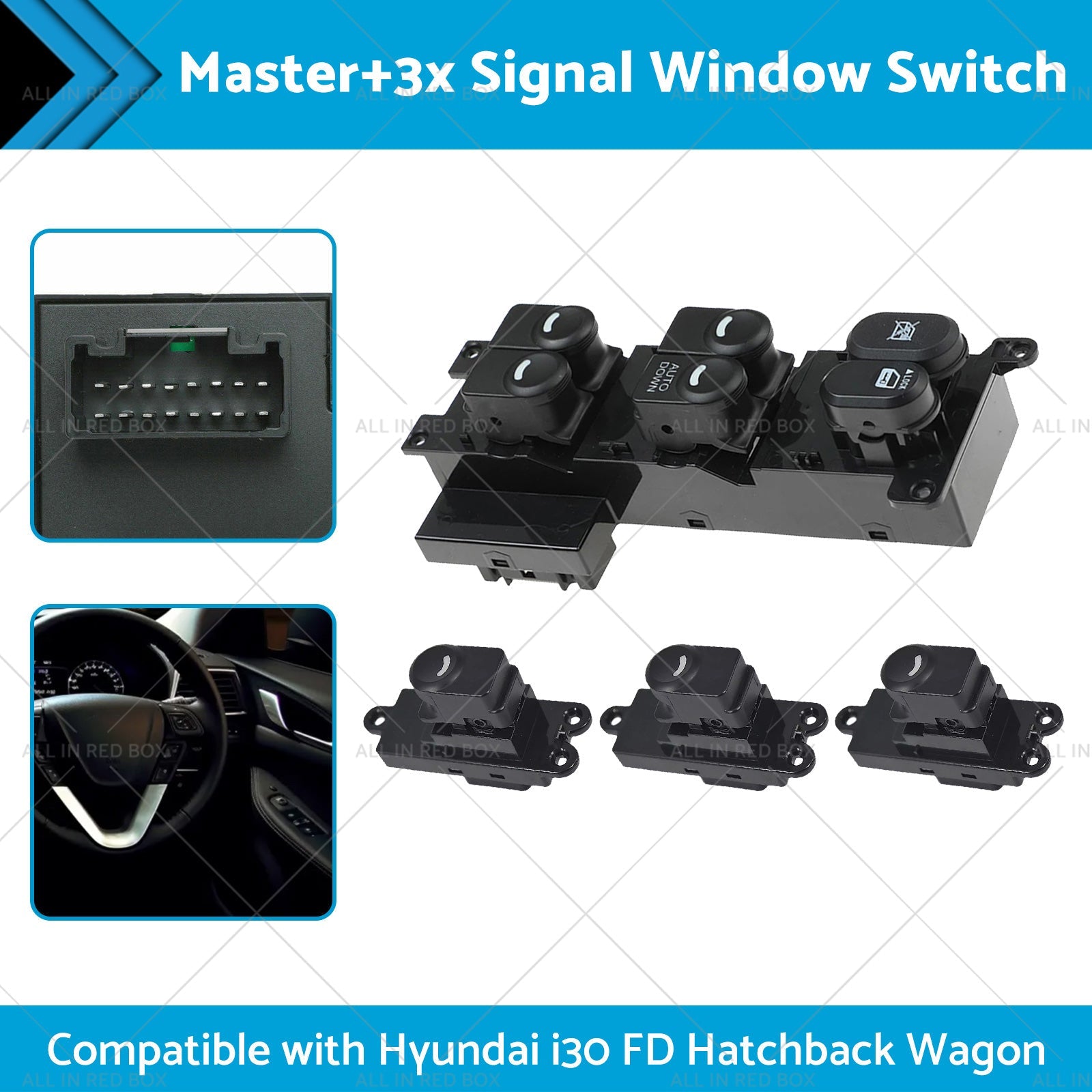 Master3x Signal Window Switch Suitable For Hyundai I30 FD Hatchback Wagon 07-12-1
