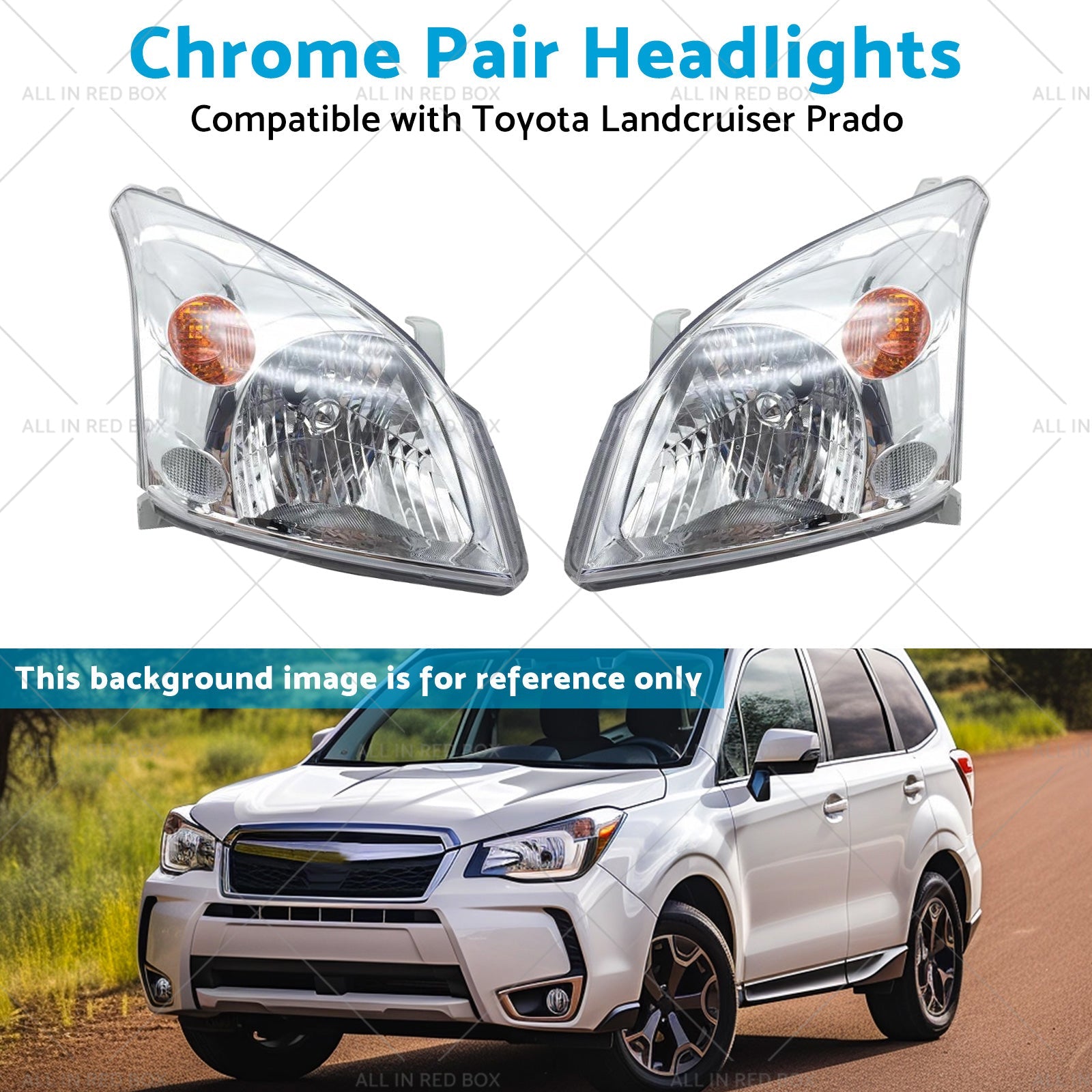 Chrome Pair Headlights Suitable for Toyota Landcruiser Prado 120 Series 02-09-4