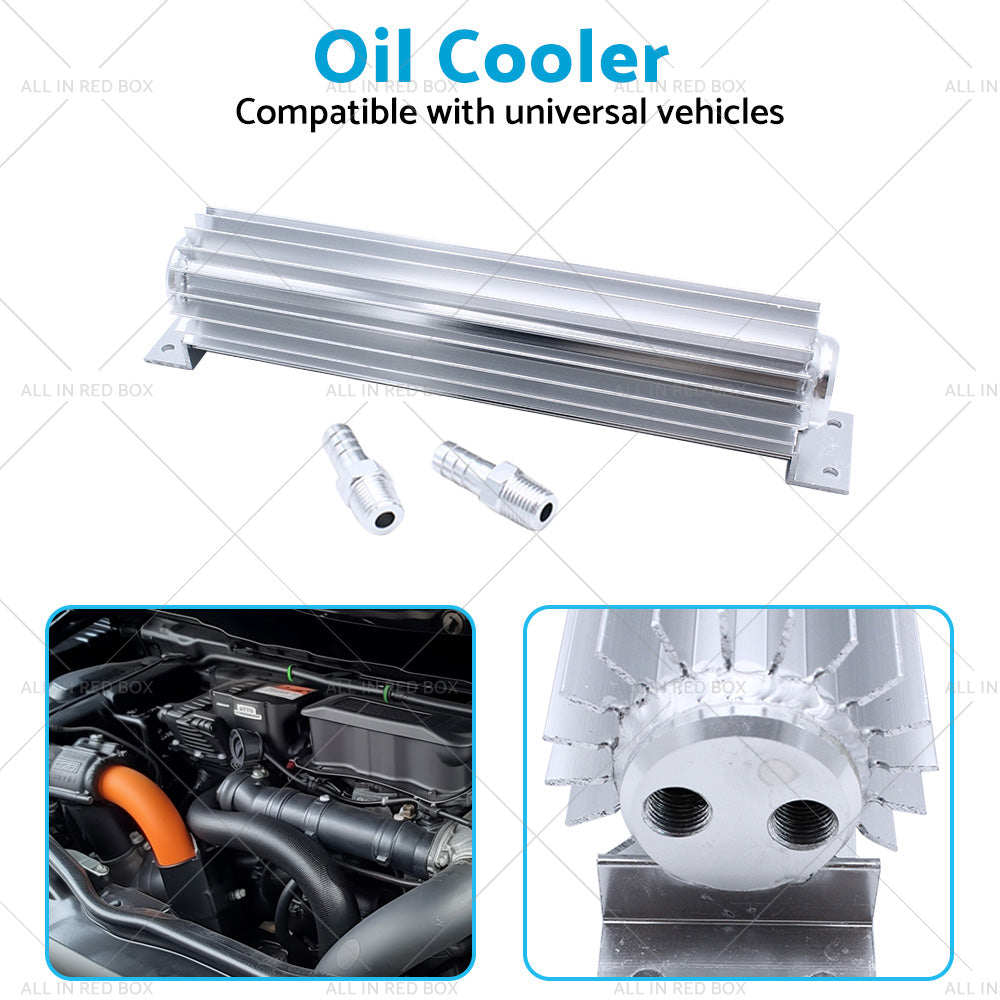 Universal 12'' Aluminum Dual Pass Finned Transmission Oil Cooler W Fittings SL-4