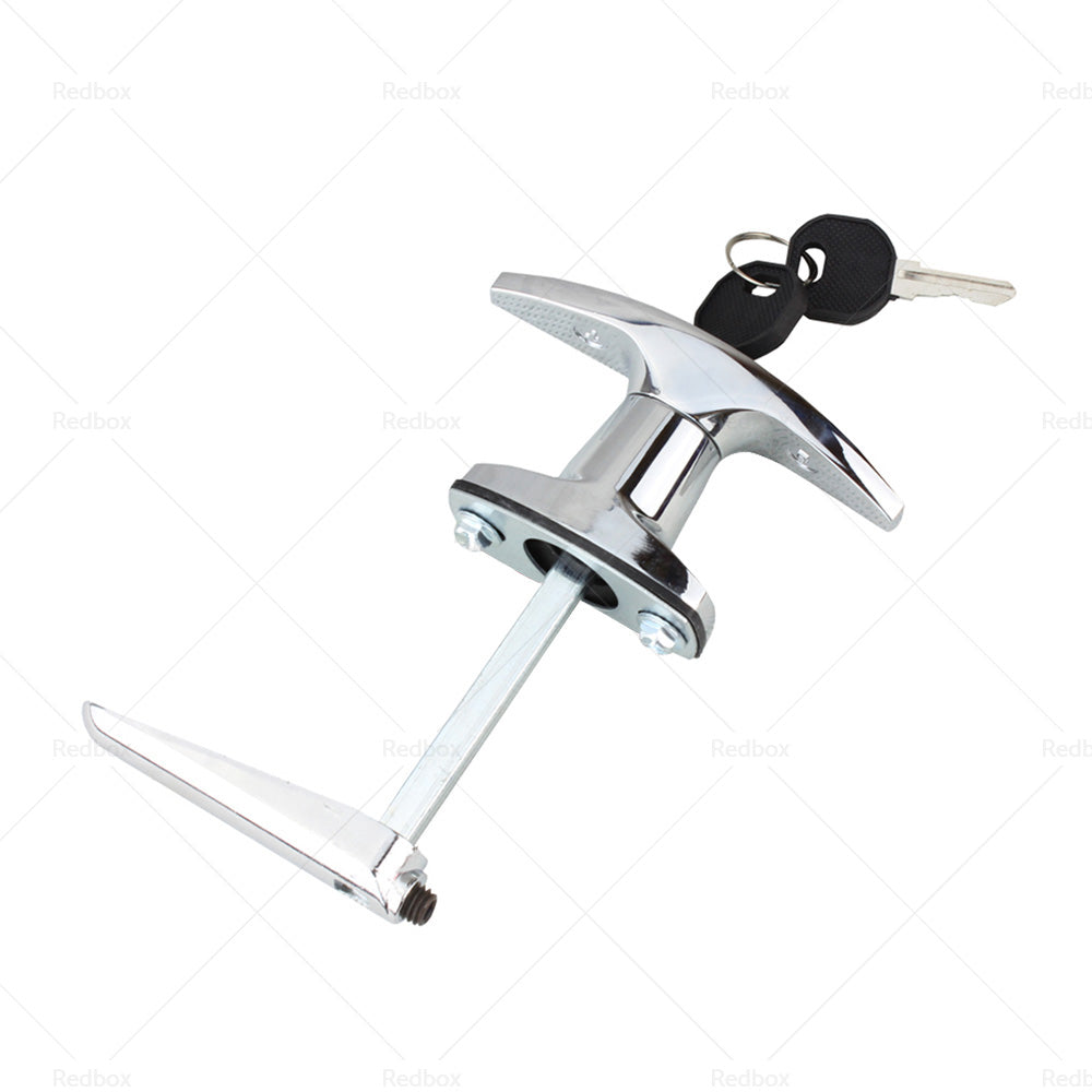 2 Set Chrome Rear Fixing T Handle Lock W or  Key For Trailer Caravan Canopy Toolbox-4