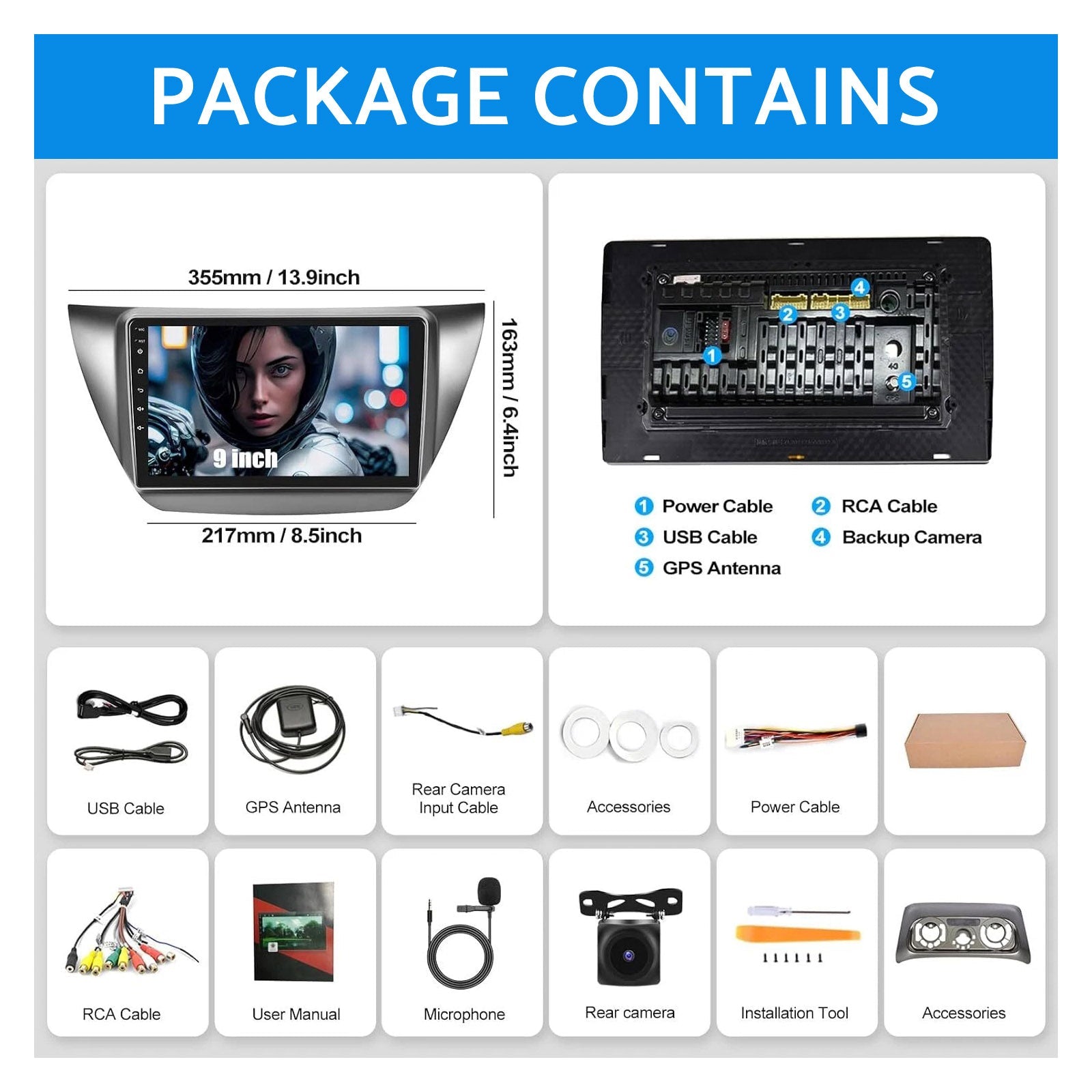 4GB+64GB CarPlay Android 13 Stereo Suitable for Mitsubishi Lancer 2003-2007-3