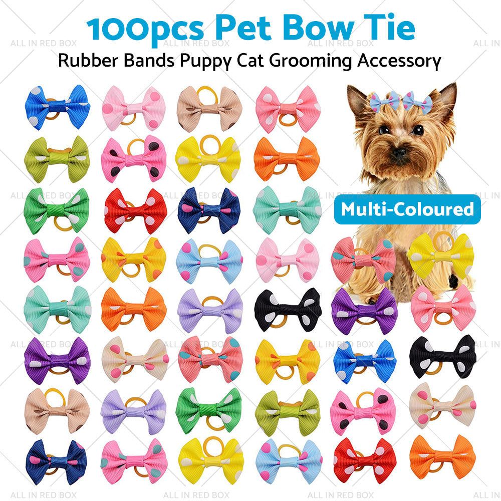 Up To 100PCS Pet Small Dog Hair Bows Rubber Bands Puppy Cat Grooming Accessory-2
