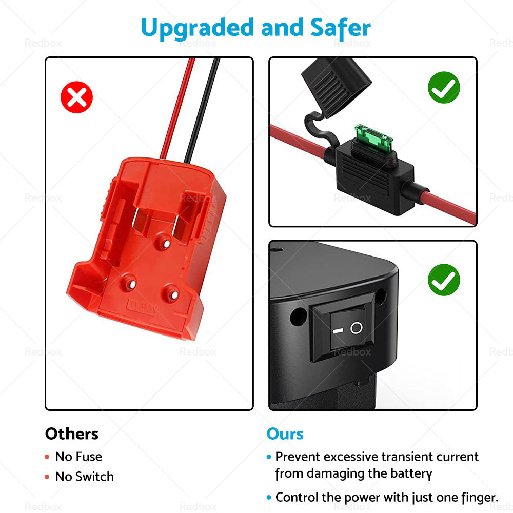 Battery Adapters W  Fuse Built-in Switch Suitable For Milwaukee 18V 14Awg-2