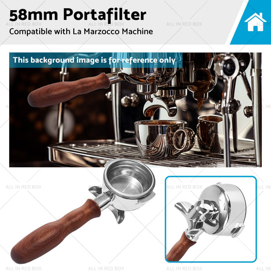 58mm Portafilter Suitable For La Marzocco 2 Spout Filter Basket Wood Handle-0