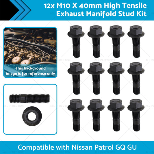 M10 X 40mm 12x High Tensile Exhaust Manifold Stud Kit Suitable for TD42 GQ GU-1