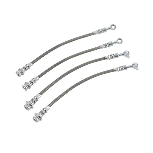 Front & Rear Braided Brake Line Hose Set Suitable For Nissan Patrol GQ Y60 1988–1997 / Ford Maverick DA 1988–1994-0