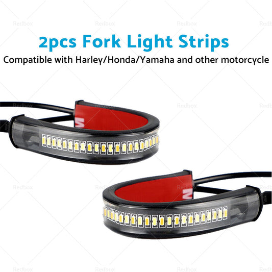 2X LED Universal Motorcycle Fork Turn Signal Indicator Blinker Amber Light Strip-1