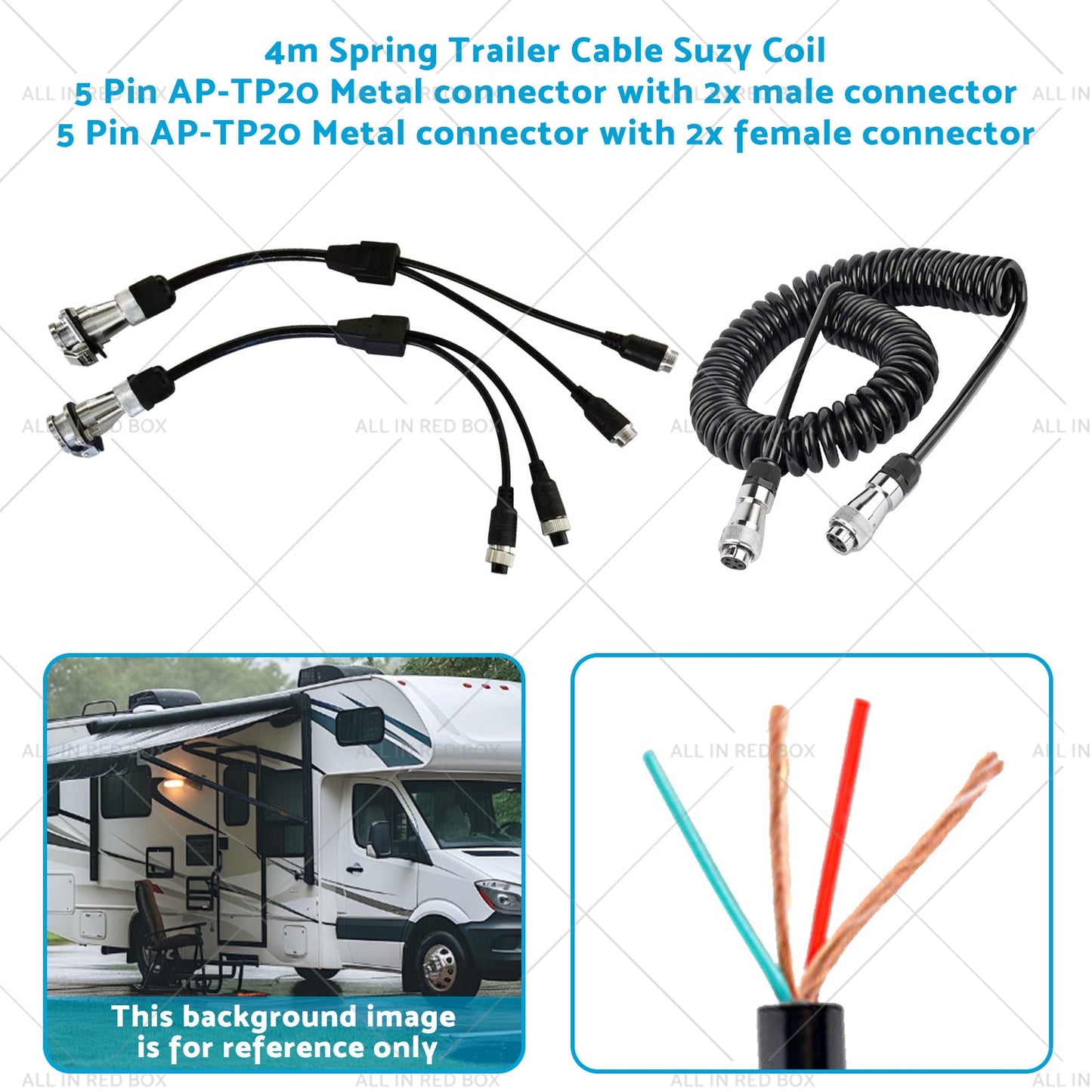 Suitable For Caravan Truck Suzy Coil 2x 5pin Connector 4m to 4pin Towing Spring-3