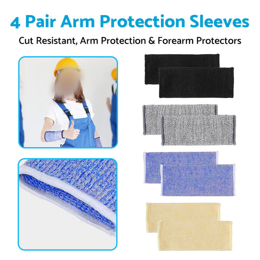 4 Pair Cut Resistant Sleeves Arm Protection Sleeves Forearm Protectors 4 Colors-1
