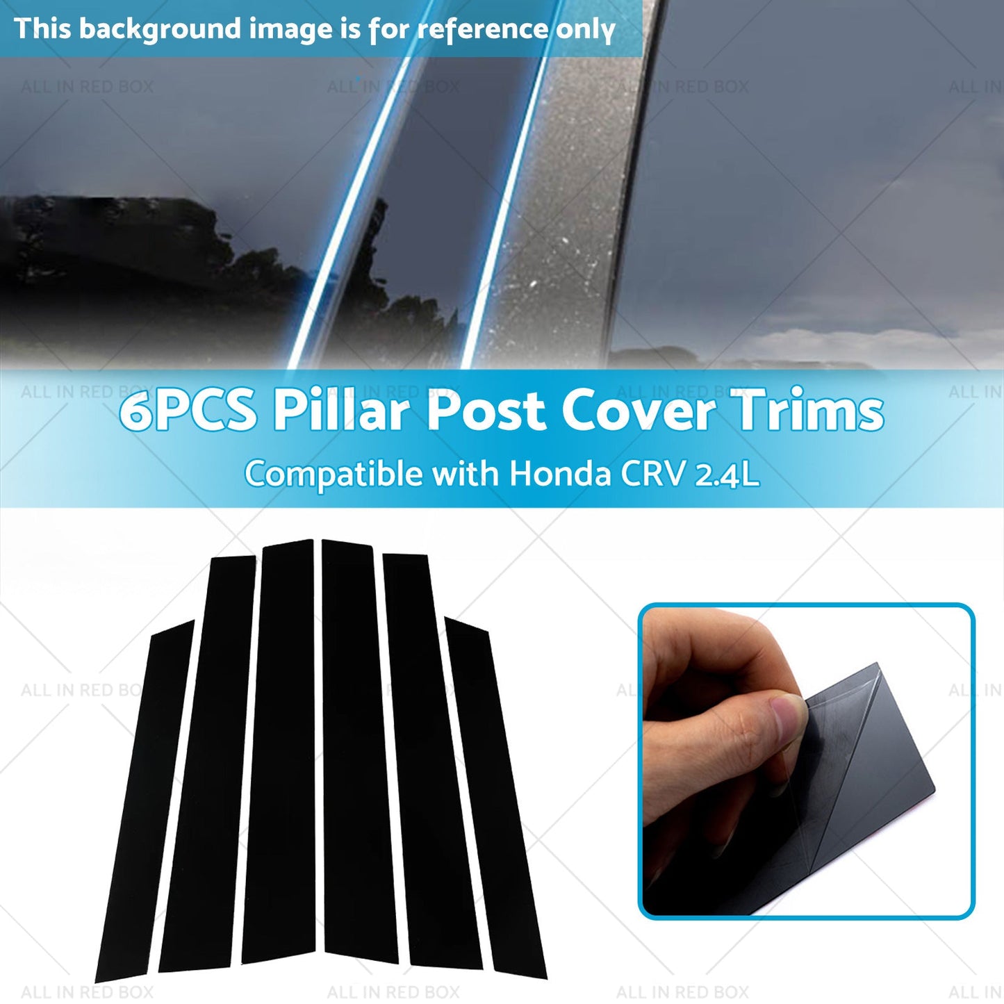 6PCS Black Window Trim Covers Suitable for 07-11 Honda CRV 2. 4L-2