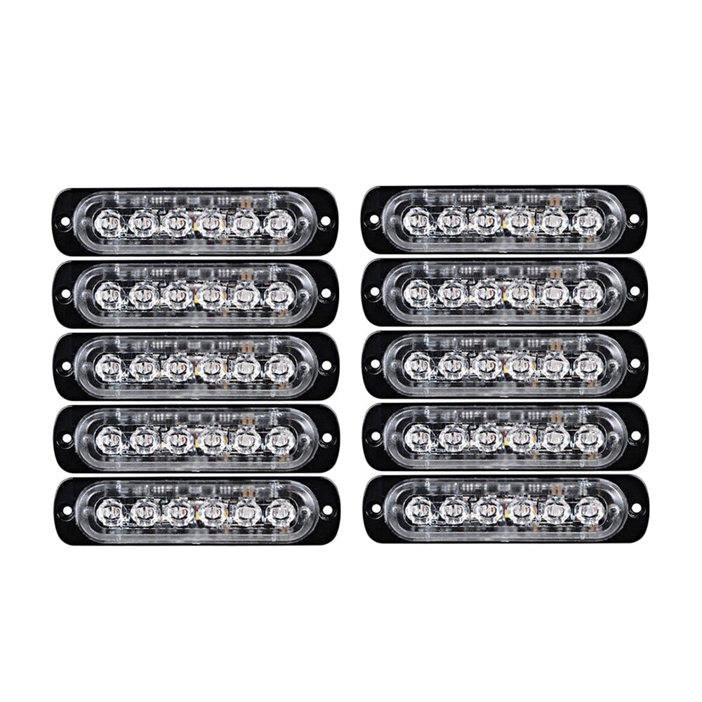 10 Pcs Amber Recovery Strobe 6 LED Lights Orange Grill Breakdown Flashing Beacon-0