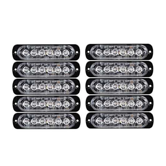 10 Pcs Amber Recovery Strobe 6 LED Lights Orange Grill Breakdown Flashing Beacon-0