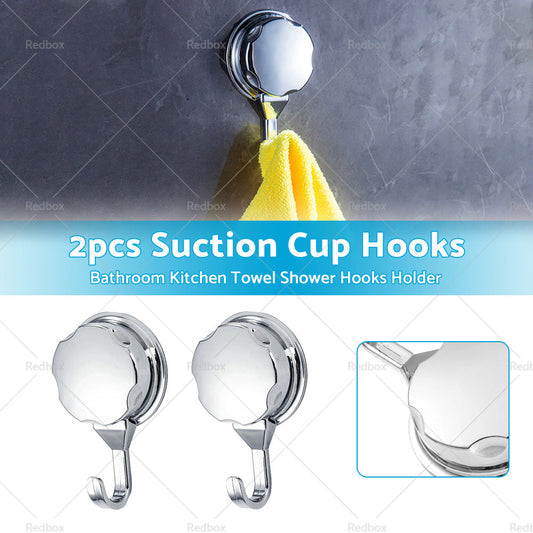 2PCS Strong Vacuum Suction Cup Hook Bathroom Kitchen Towel Shower Hooks Holder-1