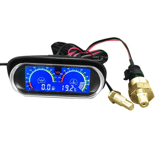 2-in-1 Digital Truck Car Water Temp Gauge Oil Pressure Meter Voltmeter Display-0