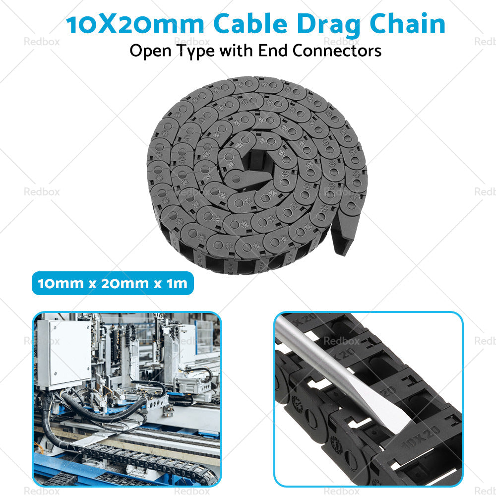 10mmX20mm 1Meter Drag Chain Cable Carrier Open Type with End Connectors Plastic-4