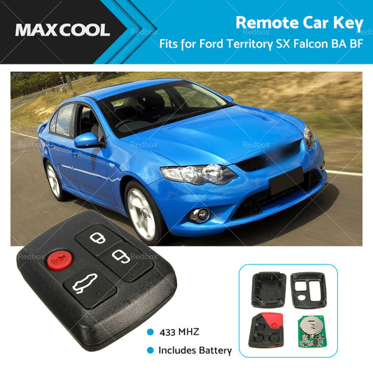 4 Button 433MHz Complete Remote Key Fits Ford Territory SX XR6 XR8 Falcon BA BF-0