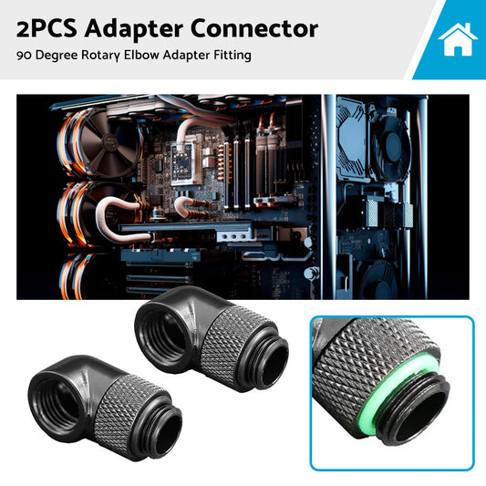 2PCS Black Green Water Cooling G1 4 Thread 90 Angle Rotary Elbow Adapter Fitting-0